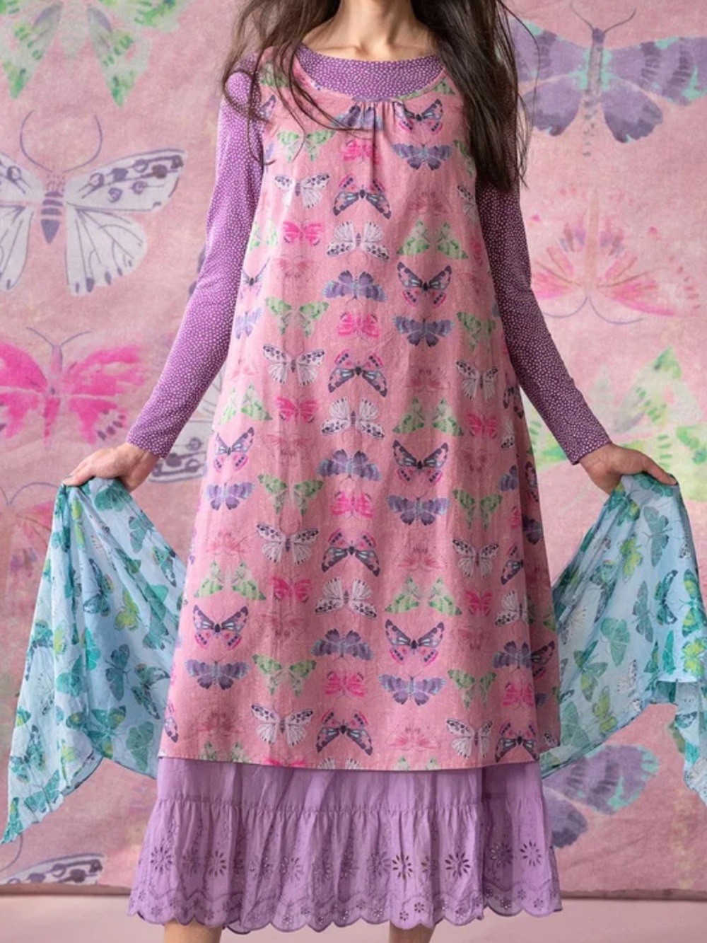 Gudrun Sjöden Fjäril Dress Organic Cotton Sleeveless Butterfly Printed Maxi Midi